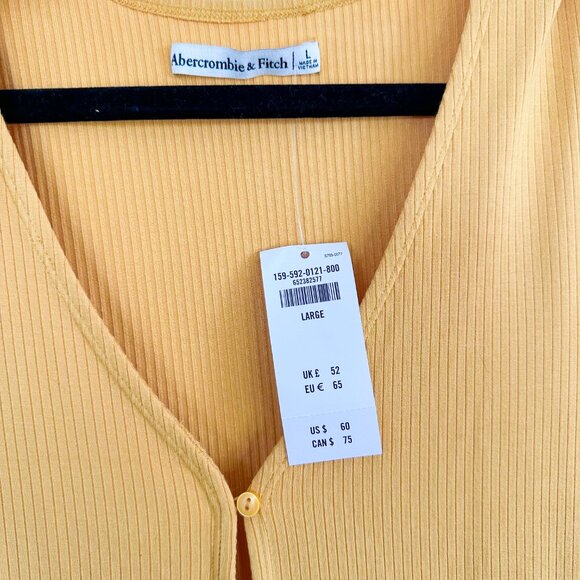 Abercrombie | NWT Triple Keyhole Knit Mini Dress in Yellow Size Large - Picture 7 of 8